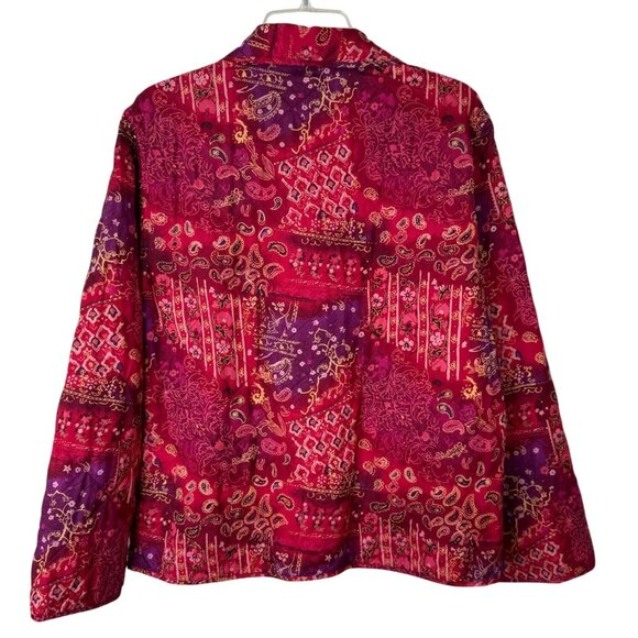 Reversible Quilted Jacket Red & Purple Paisley Print Womens Size M Country Boho - Picture 4 of 8